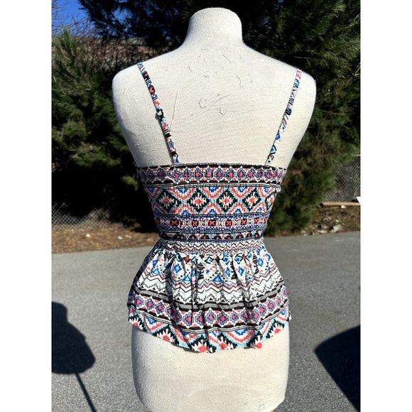 Forever 21 Top Medium Multicolor Tank Full Zip Sleeveless Western Rayon Womens - Picture 2 of 10